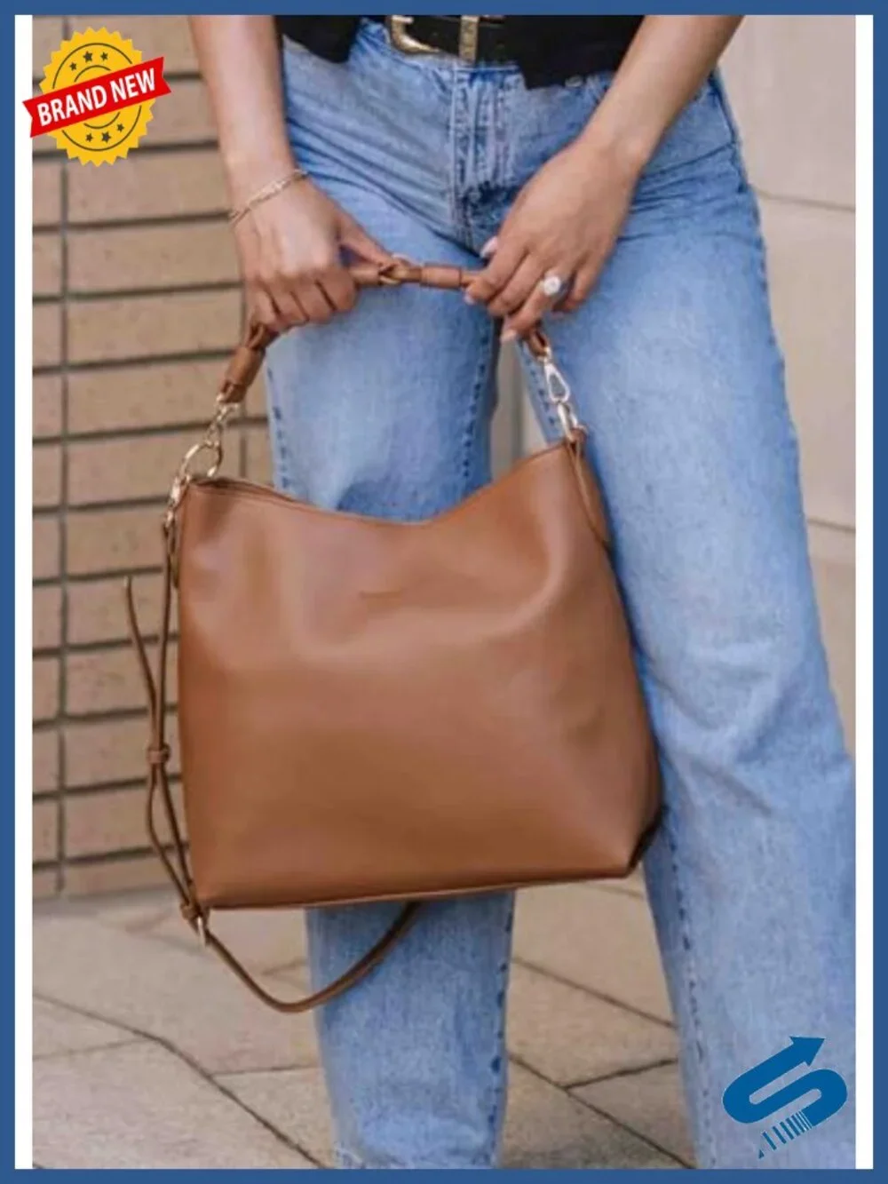 Convertible Slouchy Tote Crossbody Shoulder Bag Vegan Leather